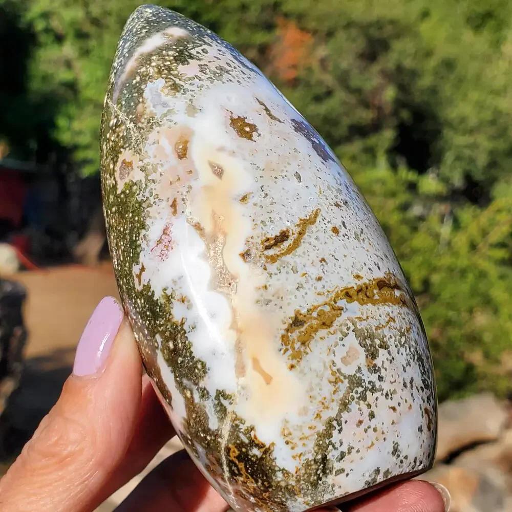 Ocean Jasper Pink Rounded Standing Druzy Freeform Crystal 600 Grams